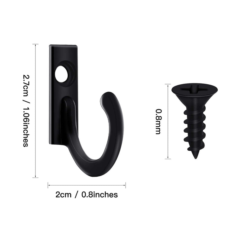 NewNest Australia - Zhehao 100 Pieces Wall Mounted Single Hook Robe Hooks Coat Hooks and 110 Pieces Screws for Hanging Key Hooks Jewelry (Black) Black 