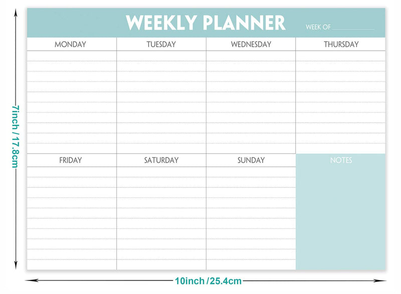 Weekly Planner Notepad - Tear Off Planning Pad with Daily Schedule & Calendar, 52 Sheets, 100gsm Paper, Undated Weekly To Do List Notepad, 10x7 in 10"x7" - NewNest Australia