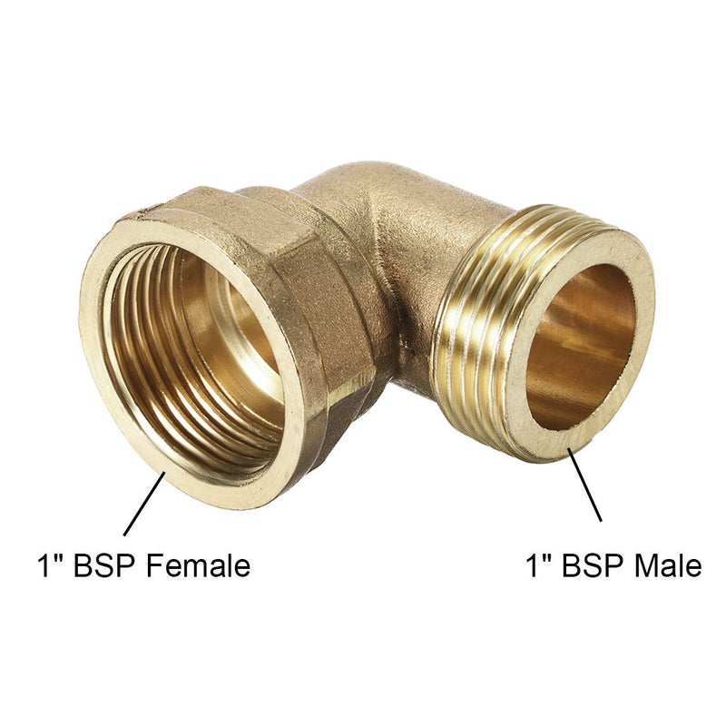 uxcell Brass Pipe Fitting 90 Degree Elbow 1-inch BSP Male X 1-inch BSP Female 2pcs - NewNest Australia