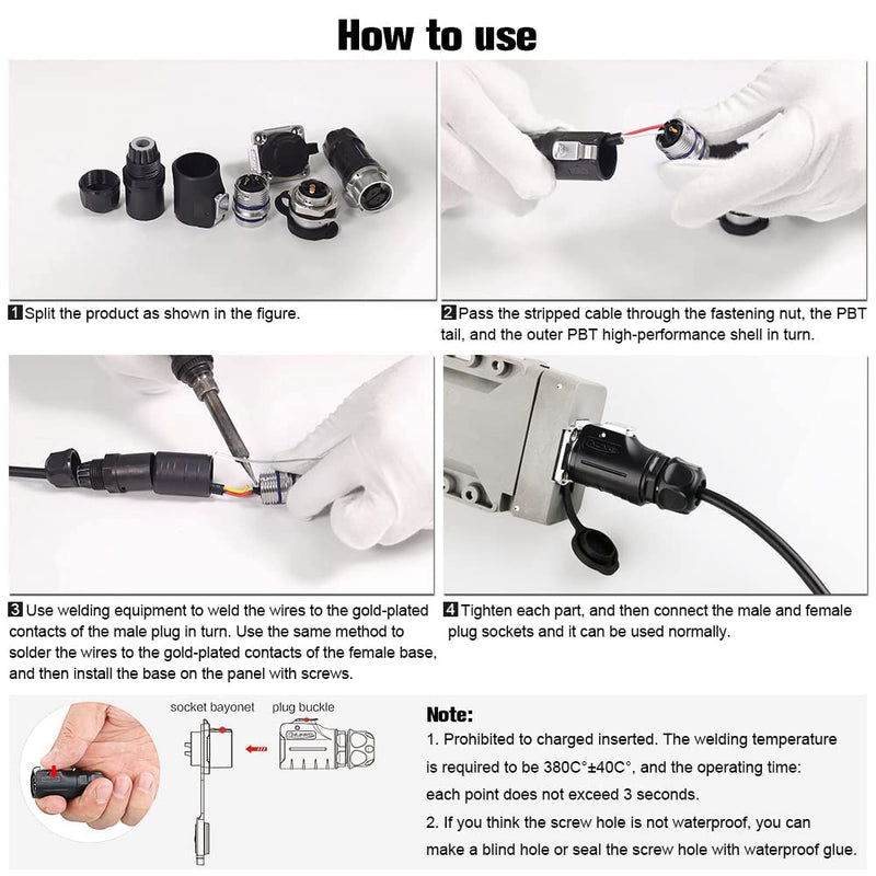 2 Pin Connector Waterproof Connectors,Waterproof Wire connectors Male Female Plug Socket 14 awg Waterproof Connector Work with Street Light, and Other Outdoor Connections(2PIN) 2pin - NewNest Australia
