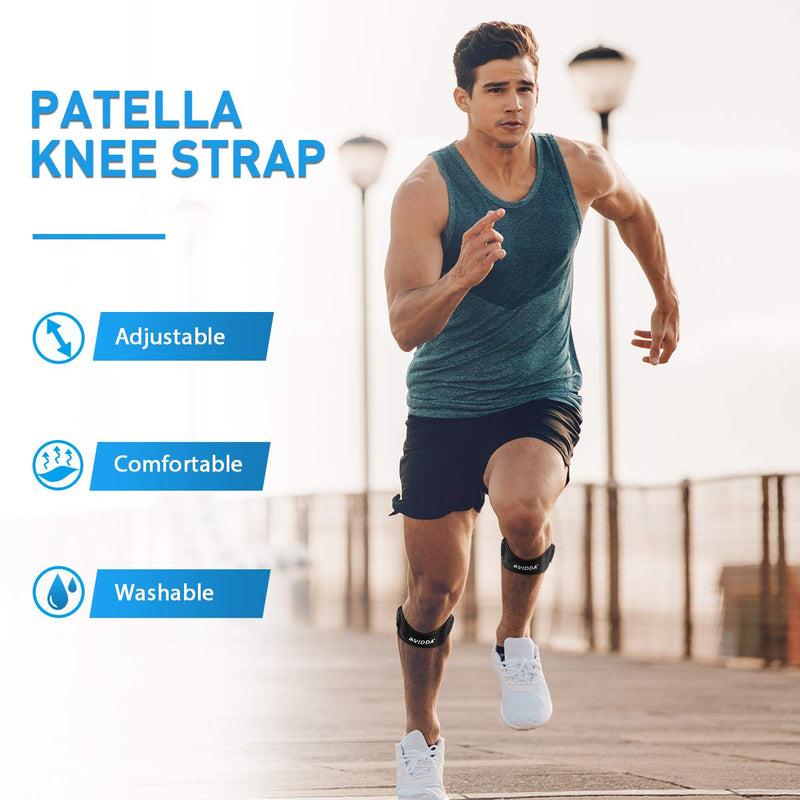 Patella Tendon Knee Support Strap 2 Pack,Adjustable Knee Brace&Knee Pain Relief Support Strap for Women and Men Dancing,Weight Lifting,Squats,Ride a Bicycle,Hiking Running Black - NewNest Australia