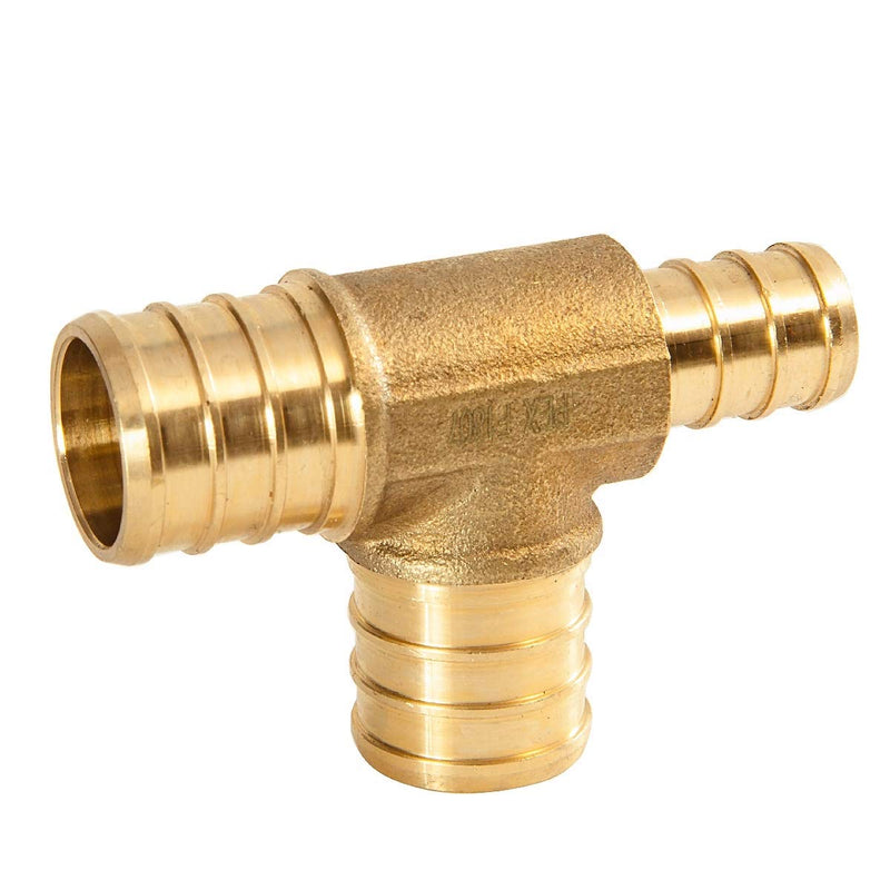 (Pack of 5) EFIELD 3/4" x1/2"X 3/4" PEX REDUCING TEE BRASS CRIMP FITTINGS - LEAD FREE 5 PIECES - NewNest Australia