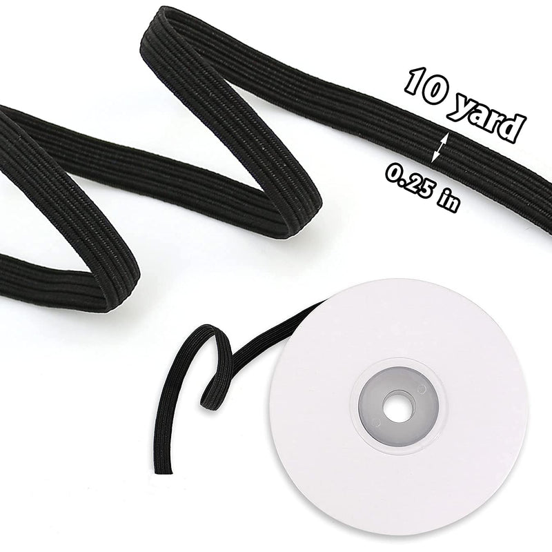 Elastic Band 1/4 inch Wide 10 yd, Stretch Strap,High Elastic Cord, for Sewing Crafting DIY-Black Black - NewNest Australia