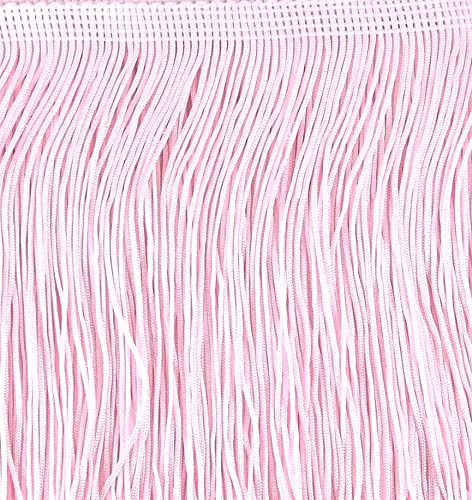 SEW TRENDS 2 Yards of 12" Long Chainette Fringe Thread Yarn Tassel Trim Braid Fringe for Crafts Sewing and Decor-Baby Light Pink Baby Light Pink Value 2 Yards - NewNest Australia