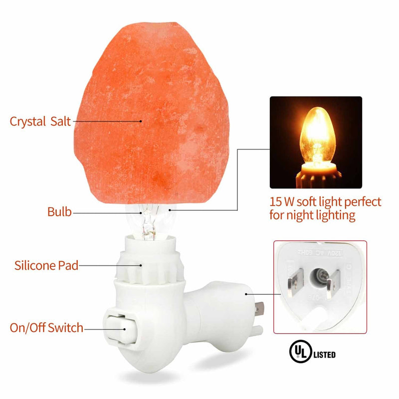 Betus [Natural Crystal] Himalayan Salt Wall Lamp - Air Purifying Night Light - 360° Rotatable Plug 15W Bulb - Natural - NewNest Australia