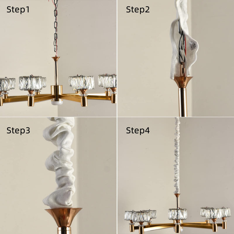 2 Packs Fabric Cord Cover for Chandelier Chain Covers 6 Ft Length Natural Linen Fabric Electrical Wire Protector White Color - NewNest Australia
