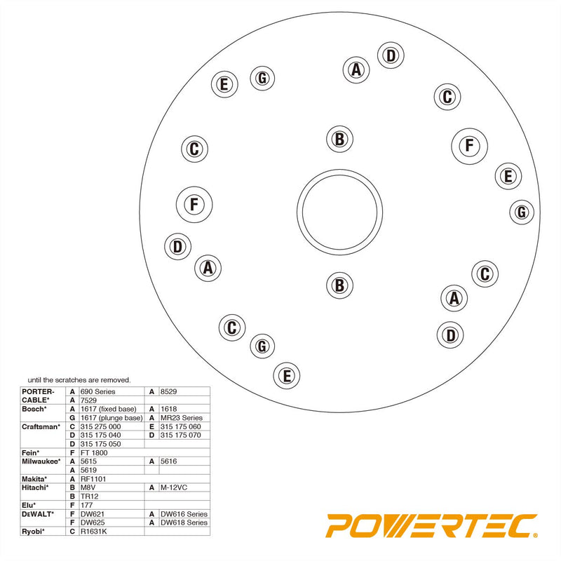 POWERTEC 71022 6-1/2-Inch Universal Router Plate 6-1/2" Universal Router Plate - NewNest Australia