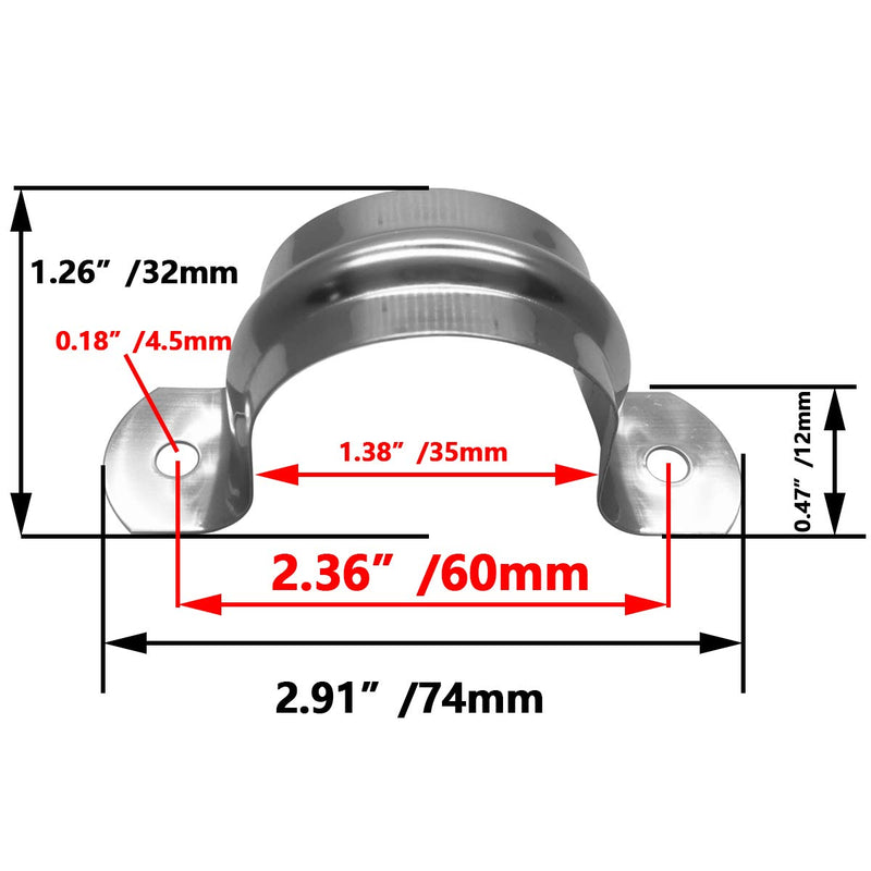 Nge 1inch Rigid Pipe Strap Clamp-Two Hole Strap-U Bracket Tube Clip-Stainless Steel Heavy Duty Pipe Fasten Holder-Secures Conduit，50Pcs（35mm) - NewNest Australia