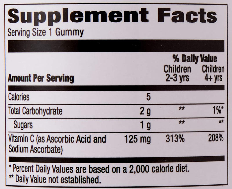 Amazon Brand - Mama Bear Vegan Kids Vitamin C, 60 Gummies, Immune Health, 125 mg Vitamin C per gummy - NewNest Australia