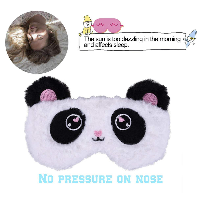 Ulife Mall Cute Panda Sleeping Mask Soft Fluffy Plush Blindfold Funny Novelty Sleep Mask Eye Cover Eyeshade for Girls Boys Women Men Kids Night Nap Travel Meditation - Panda A Panda - NewNest Australia
