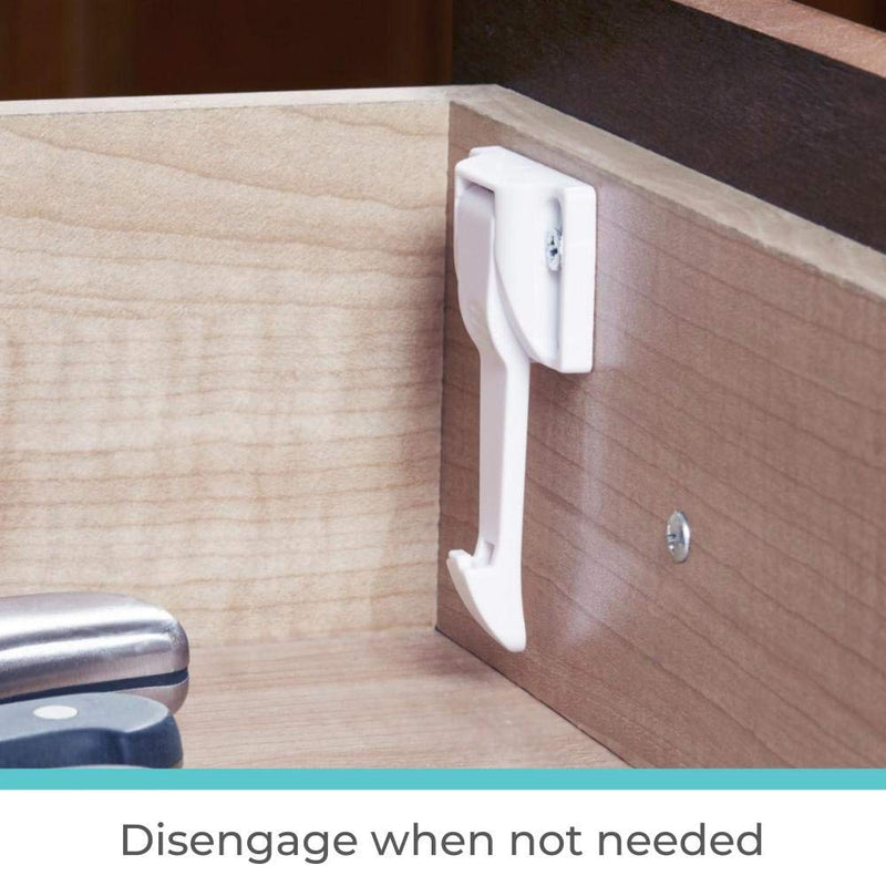 Toddleroo by North States Drawer & Cabinet Tab Latches | Multifunctional latches Install Inside Drawers for no Show, Discreet Design | Baby proofing with Confidence (10-Pack, White) - NewNest Australia