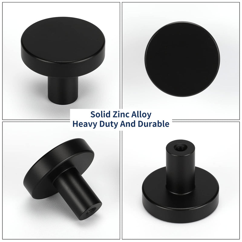 homdiy 10 Pack Matte Black Kitchen Door Knobs Kitchen Cabinet Knobs - Round Cabinet Door Knobs Black Cabinet Knobs Aluminum Alloy Single Hole Knobs for Cabinets and Drawers - NewNest Australia