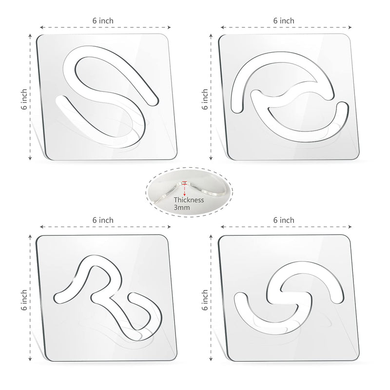 4Pcs Free Motion Quilting Rulers and Templates Set Feather Drop Leaves Semicircle Pattern 1/8 inch Thick Acrylic Quilting Templates for Domestic Sewing Machines with Non-Slip Grips(Style C) StyleC - NewNest Australia