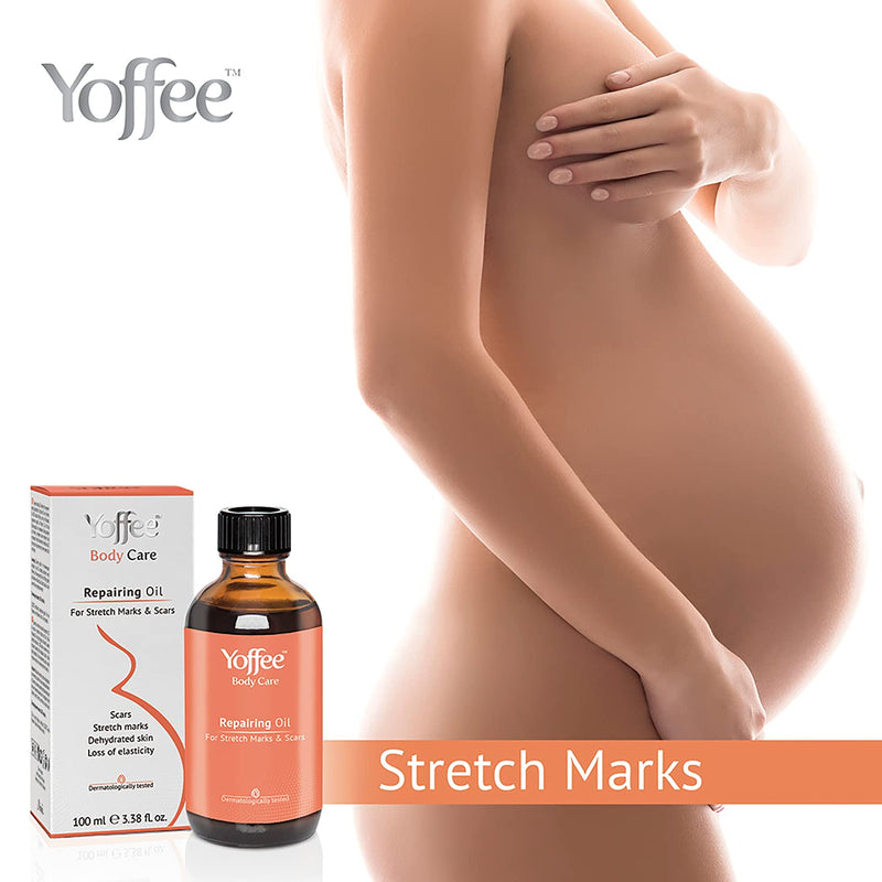 Yoffee Repairing Massage Oil - 100% Natural - Stretch Mark and Scar Removal - Suitable for Pregnant and Breastfeeding Women - Paraben and Sulfate Free - Vegan / 100 ml - Made in Spain - NewNest Australia