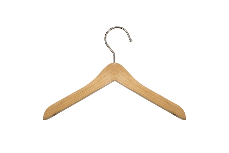 NewNest Australia - NAHANCO MINI812 Deluxe Flat Wooden Pet, Doll Clothes, Accessory, Jewelry Hanger with Chrome Hook Ball end, 8", Natural (Pack of 12) 
