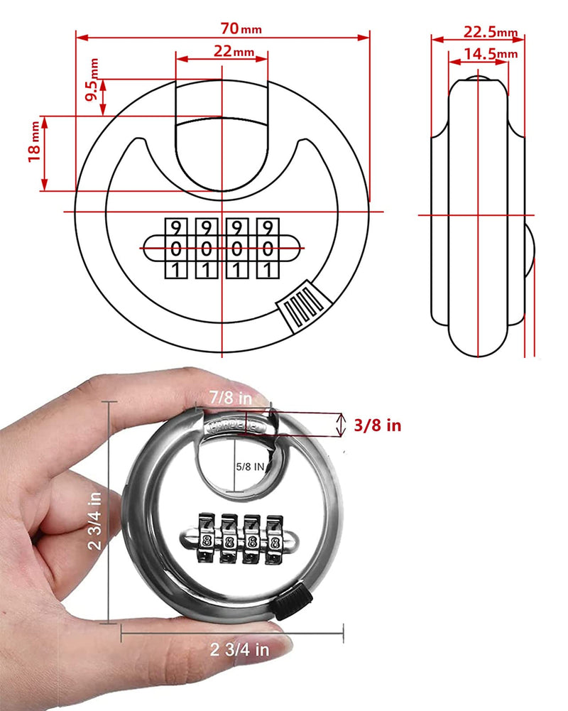 4 Digit Combination Lock with Hardened Steel Shackle Combo Padlock for Sheds, Locker,Storage Unit, Gym and Fence (1 Pcs) 1 Pack - NewNest Australia