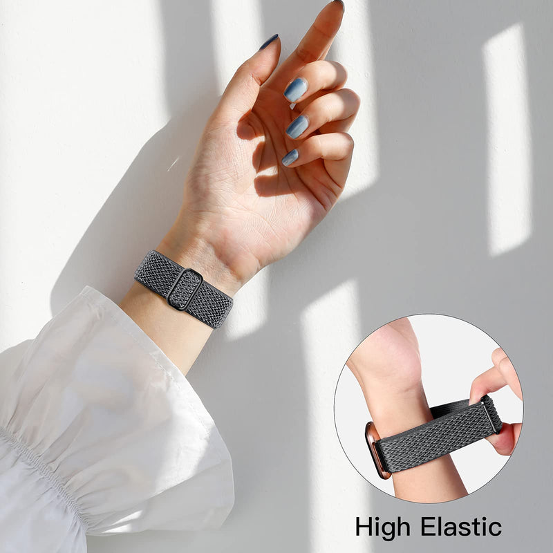 Fuleda Elastic Bands Compatible with Fitbit Versa 2 Band Women Men, 2Pack Soft Adjustable Nylon Breathable Sport Band for Versa/Versa 2/Versa Lite/SE Smartwatch Loop Stretchy Wristband, Black & Gray Black/Grey - NewNest Australia