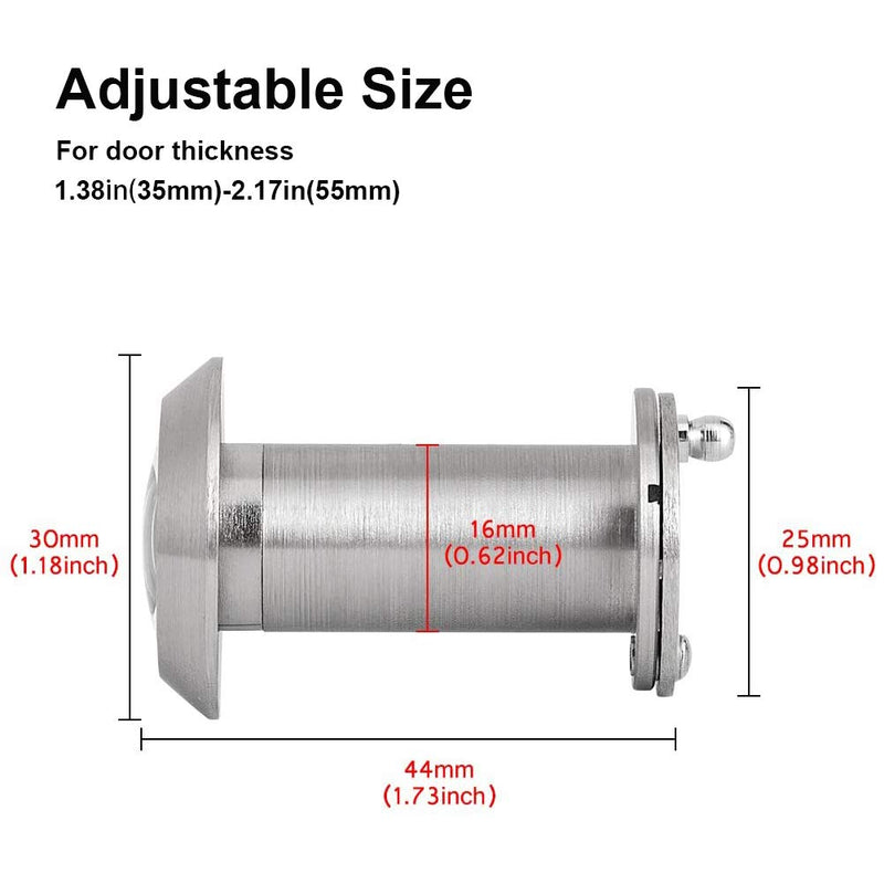 GLANICS Door Viewer, 200 Degree 2 Pcs Door Spy Hole, Spy Glass Hole with Heavy Duty Privacy Cover for Home Office Hotel, Pure Copper (2 Pack) Silver - NewNest Australia