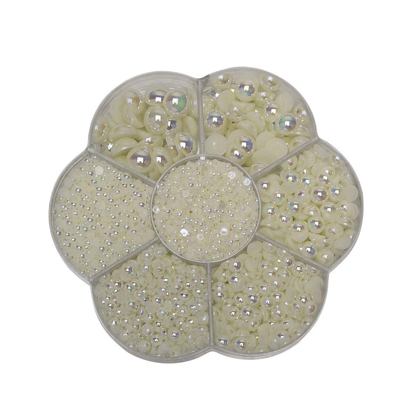 Chenkou Craft 3000PCS 1 Box Beige Round Flatback Imitation Half Pearls Bead Loose Beads Gem (Beige Half Ball) Beige half ball - NewNest Australia