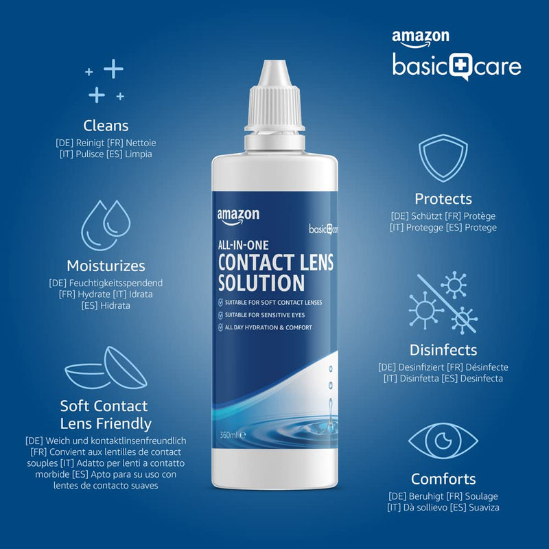 Amazon Basic Care All-In-One Soft Contact Lens Solution, 360ml, 3-pack - NewNest Australia