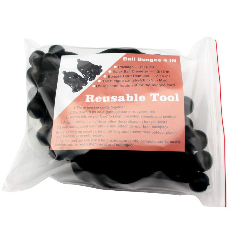 Joneaz Ball Bungee 4 Inch Black Tie Down Cord 0.8 Inch Ball, 50-Piece, UV Resistant… - NewNest Australia