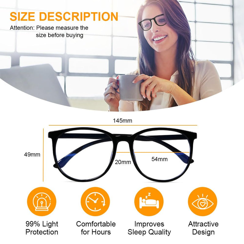 Aomig Blue Light Blocking Glasses, 2PC Blue Light Filter Glasses Gaming, Reading Glasses Visual Aid Eye Optics Glasses, Screen Glasses Unisex Protects the Eyes and Relieves Fatigue (Black/Grey) Black/Grey - NewNest Australia