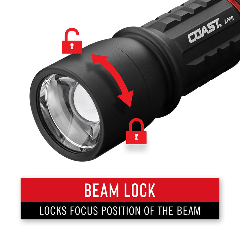 Coast XP6R 400 Lumen USB RECHARGEABLE-DUAL POWER LED Flashlight with PURE BEAM SLIDE FOCUS and Top Grade Aluminum Build - NewNest Australia