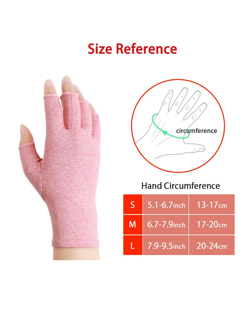 AovYoo 2 Pairs Fingerless Arhritis Compression Gloves Raynauds Gloves Rheumatoid Osteoarthritis Wrist Supports -Hand Pain Relief (M, Pink) M - NewNest Australia