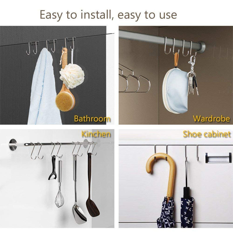 NewNest Australia - Poeland 1kuan Over Cabinet Drawer Double Hooks 304 Stainless Steel Multiple Use Narrow Door Hook for Kitchen, Bathroom, Drawer, Wardrobe Door, Cabinet Door to Hang Bags, Towels, Coat More Pack of 4 