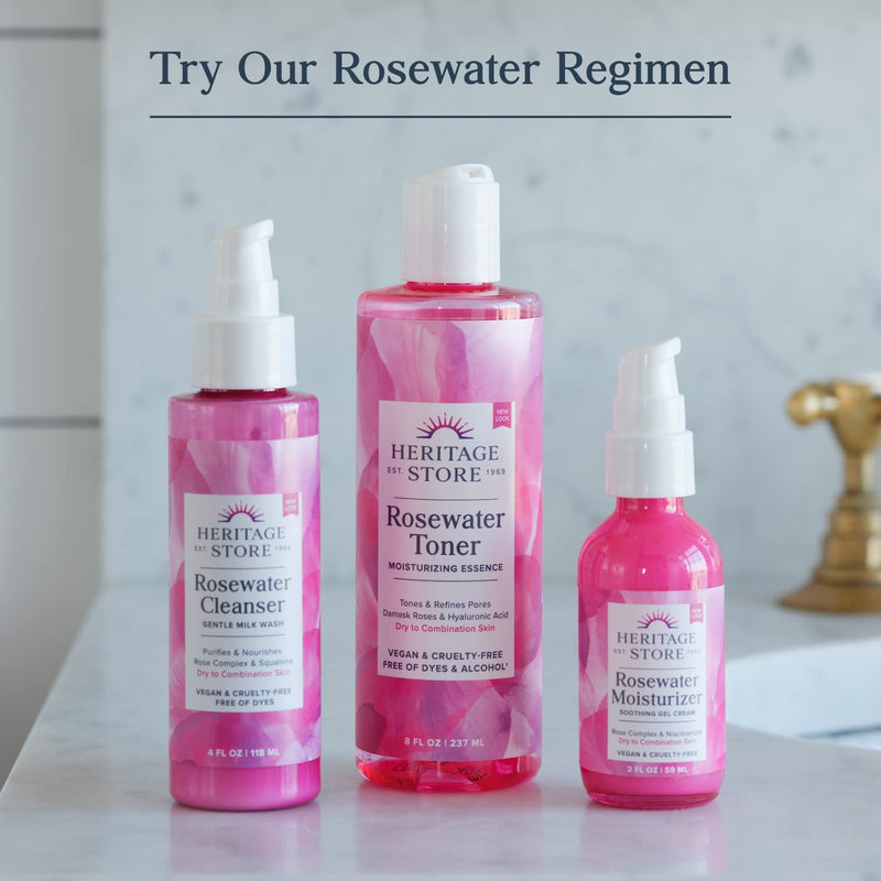 HERITAGE STORE Rosewater with Glycerin | Alcohol Free, 100% Pure Vegan | Benefits Skin, Hair & More | Facial Toner & Moisturizer | Mist Spray | 8 oz Single - NewNest Australia