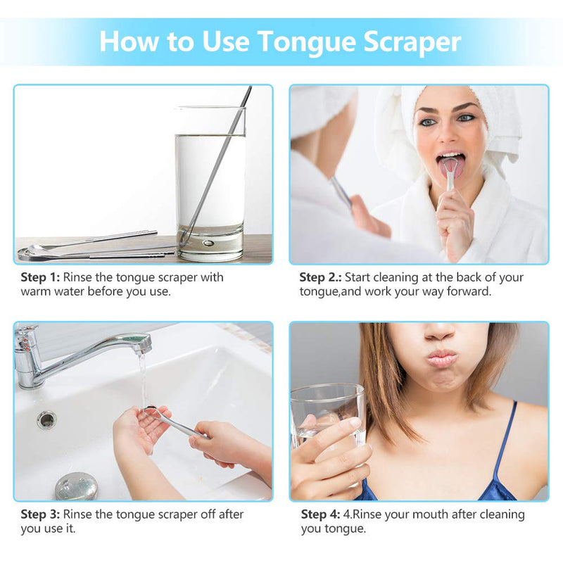 Tongue Scraper,Morgles 4Pcs Tongue Scrapers for Adults Kids Medical Grade Metal Tongue Scraper Cleaner with Case Great for Oral Hygiene Reduce Bad Breath - NewNest Australia