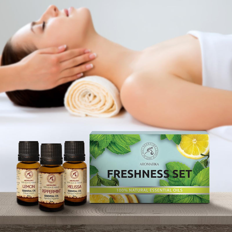 Essential Oils Set 3 X 10 Ml - Pure Fresh Set With Peppermint Oil Lemon Oil Melissa Oil - 30 Ml - Aromatherapy Gift Set For Diffuser - Fragrance Oils For Diffusers And Soap Making - NewNest Australia