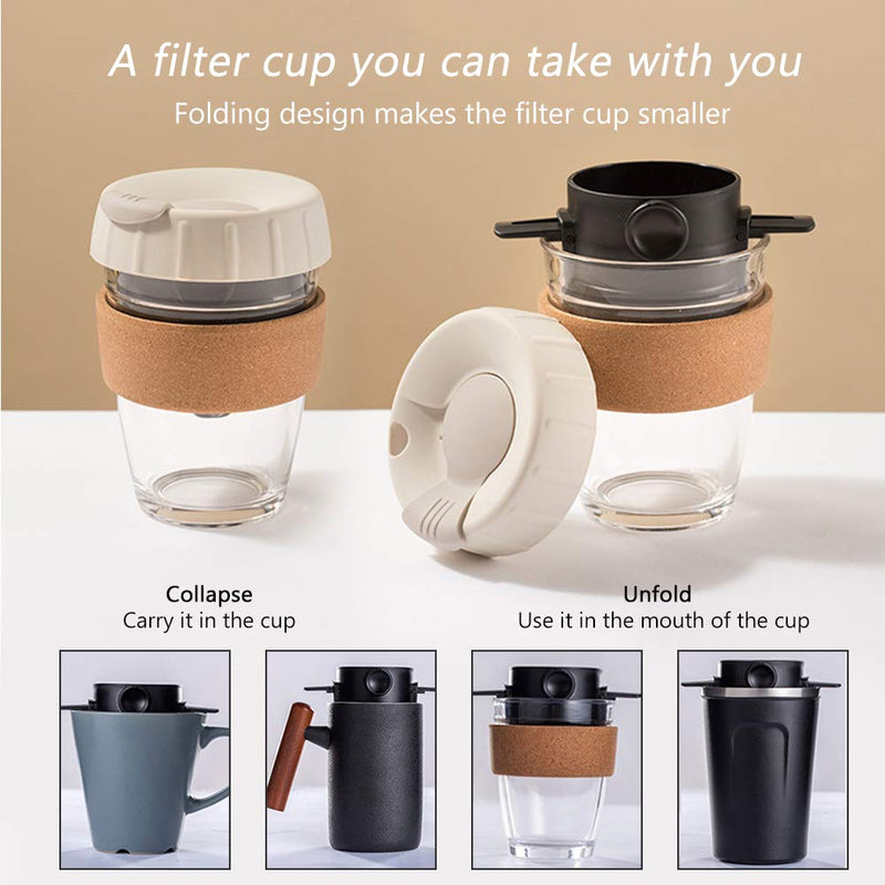 Pour Over Coffee Filter, Portable Stainless Steel Reusable Coffee Dripper Cone - Mini Collapsible Paperless Single Serve Cup Coffee Maker for Travel Camping Offices Backpacking - NewNest Australia