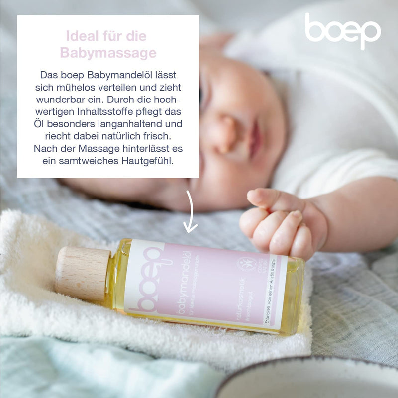 Boep Baby Almond Oil For Newborn Care And Baby Massage Natural Cosmetics Baby Oil Vegan And Made In Allg√§U Lovingly Developed By A Doctor And Mum (New In The 125 Ml Glass Bottle) - NewNest Australia