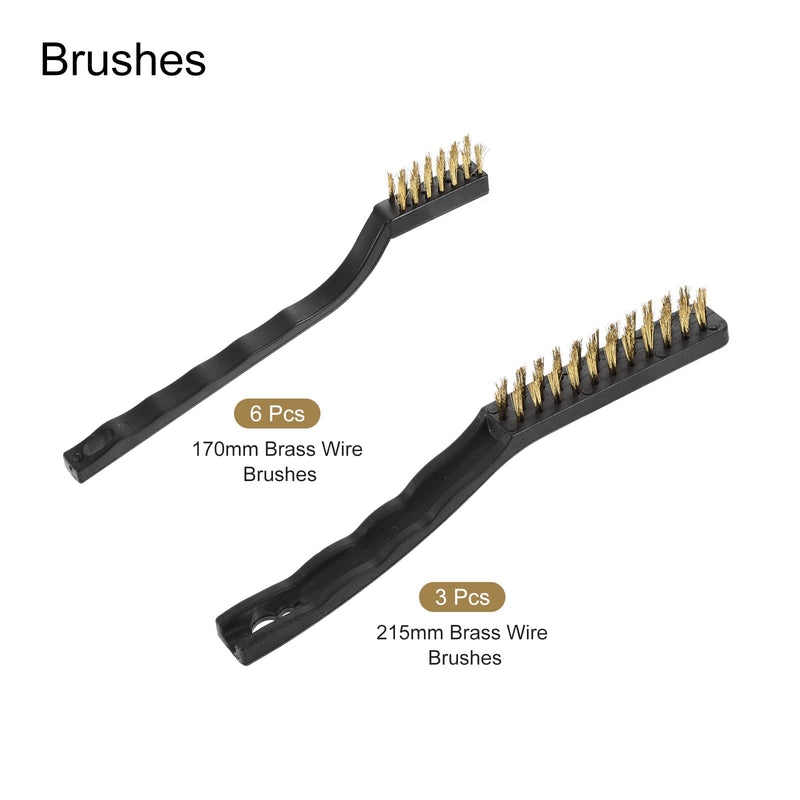 MECCANIXITY Brass Wire Brush Set Scratch Brushes Curved Handle for Cleaning Metal, Small Parts, Paint, Rust, 3D Print Nozzle, 9 Pack - NewNest Australia