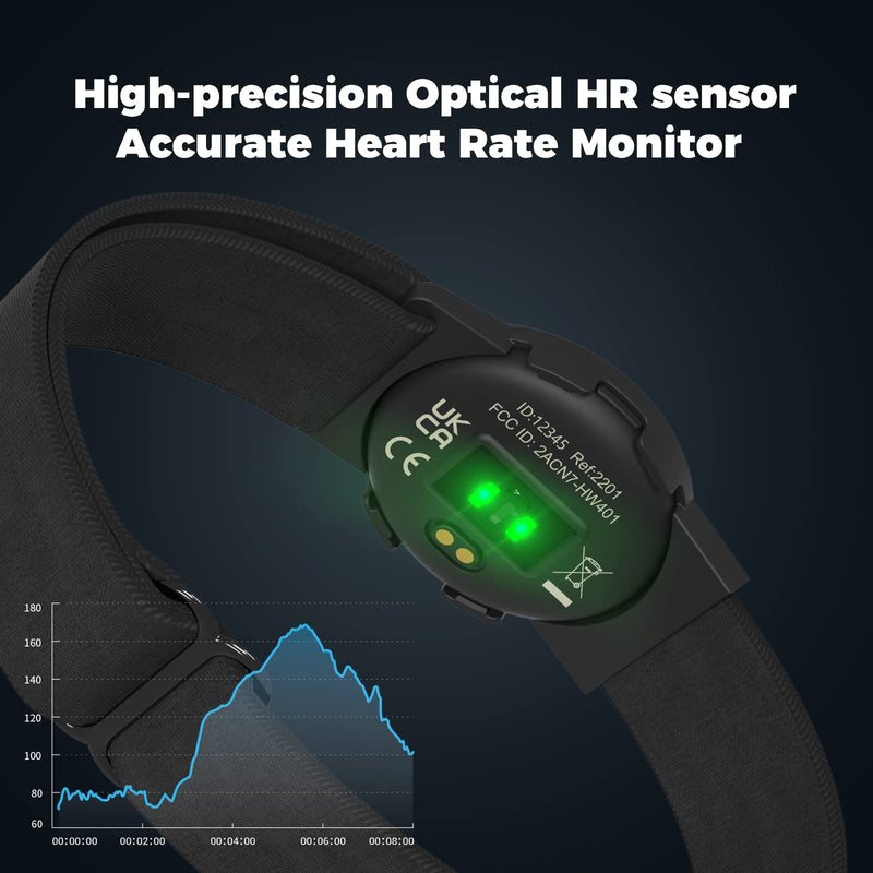 moofit HW401 Heart Rate Monitor Armband, IP67 Waterproof, Support Bluetooth/ANT+, Rechargeable Optical Heart Rate Sensor Bracelet Works with Wahoo, Zwift, Strava, Elite HRV - NewNest Australia