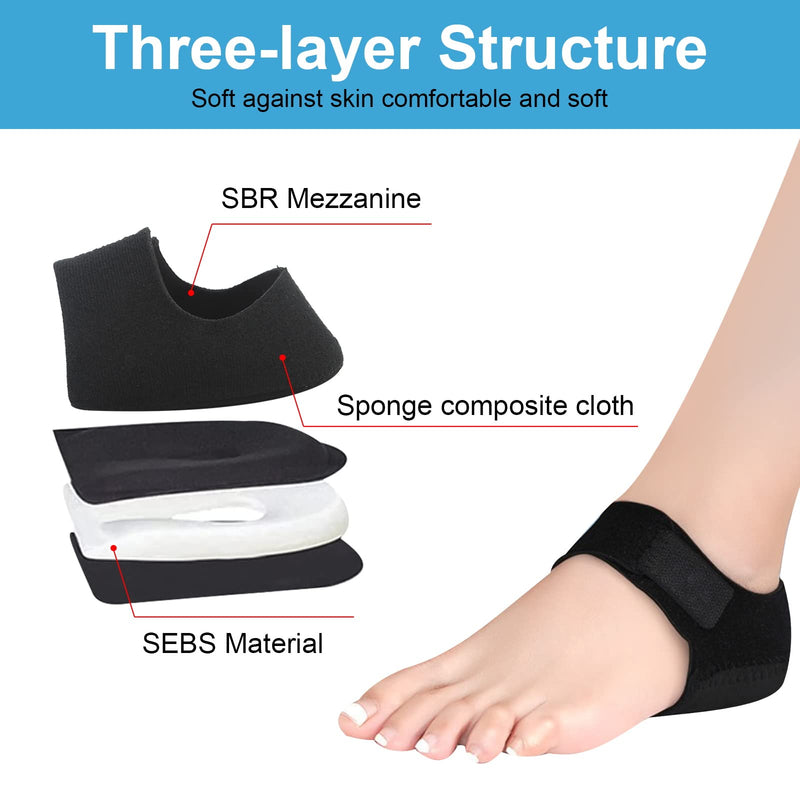 Heel spur insoles, 2 pairs of gel heel protectors, heel pads, heel spur bandage, heel protection, silicone heel protector, suitable for heel analgesia, stress relief (black colour). - NewNest Australia