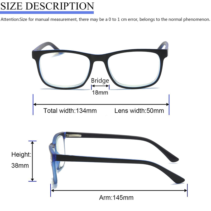 MMOWW Pack of 3 Reading Glasses for Men and Women - Anti-Blue Computer Glasses with Spring Hinges（Grey+Blue+Red,+2.0 Grey+Blue+Red 2.0 x - NewNest Australia