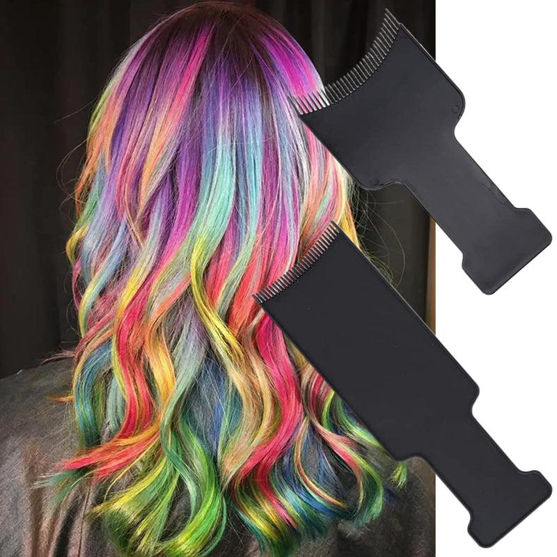 YiFENCHEN 2PCS Hair Dye Board Highlighting Board with Teeth Flat Top Comb Board Balayage Hair Dye Kit for Hair Dye Salon Home Multicolor Hair Coloring, Black - NewNest Australia