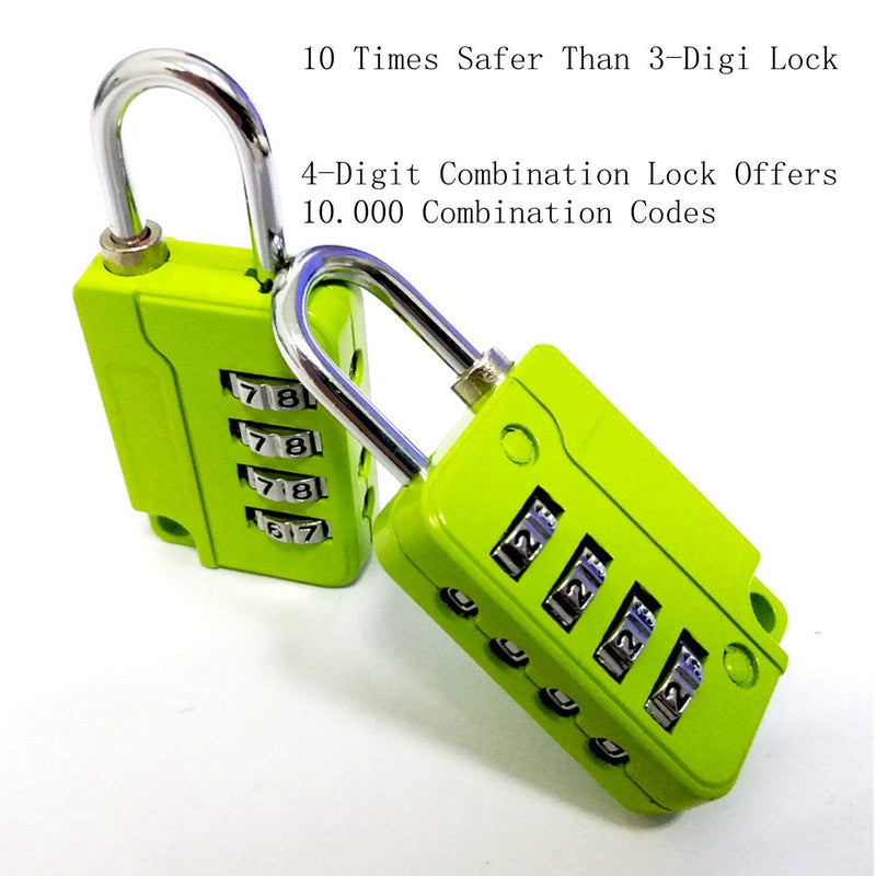 ZPLIUST - 4 Digit Combinations Padlock The Safe Cipher Lock, for Gym Outdoor & School Employee Locker, Toolbox, Fence, Hasp Cabinet, Resettable Combo Locks (Green 5 Pack) Green 5 Pack - NewNest Australia