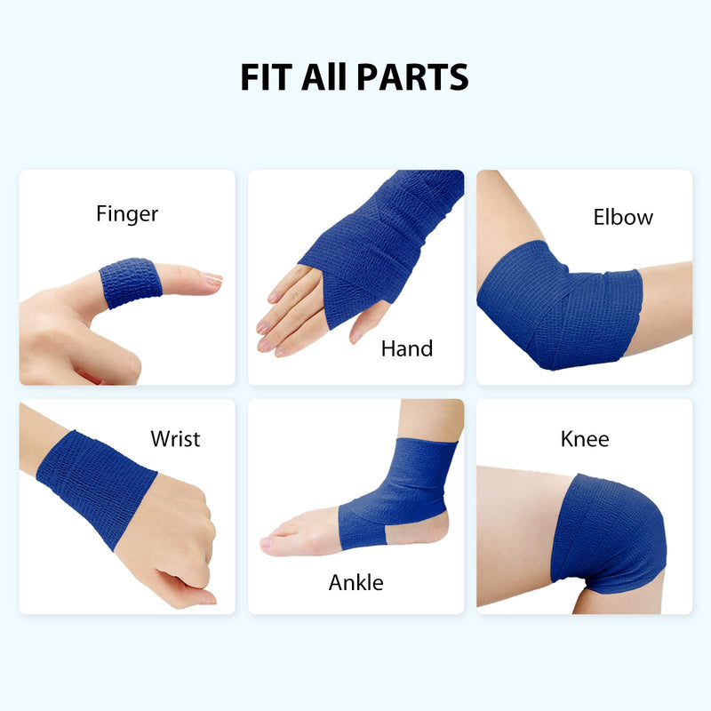 FriCARE Nonwoven Self-Adhesive Bandage, Self-Adherent Cohesive First Aid Medical Wrap, Elastic Athletic/Vet Tape for Wrist 2 Inches Wide 2 Inch x 5 Yards Royal Blue - NewNest Australia