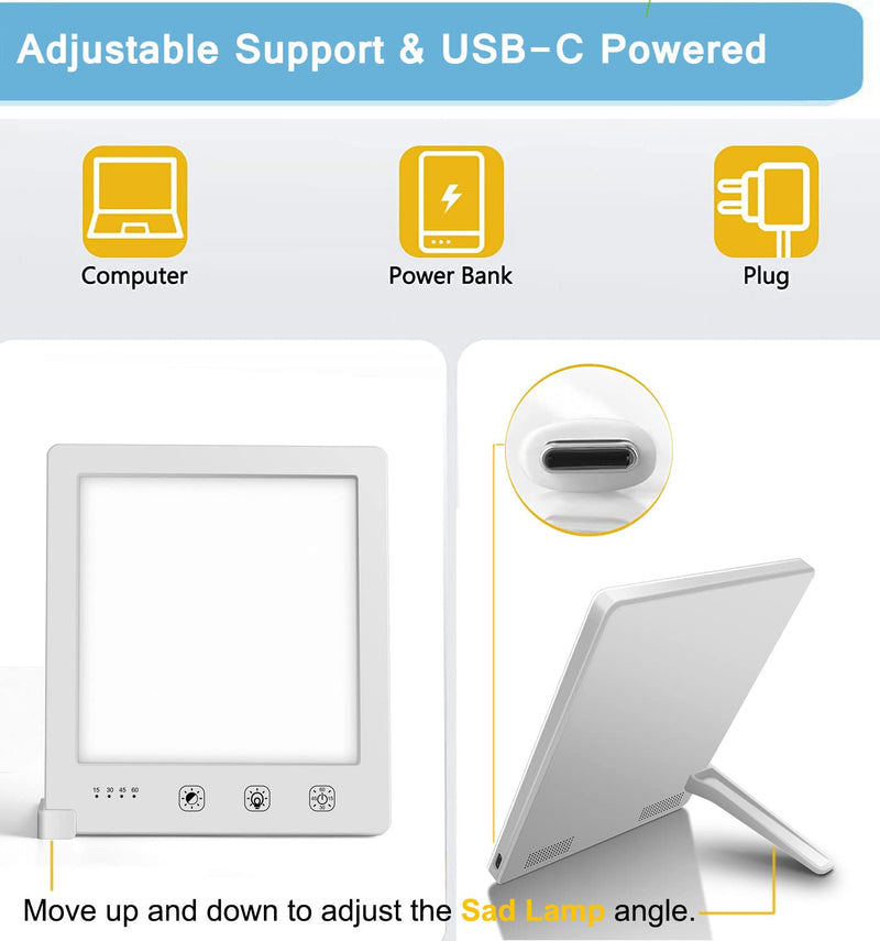 Light Therapy Lamp, 2000-10000 Lux Portable Natural Sunlight Lamp LED Light Box with 3 Adjustable Brightness Levels,Full UV-Free LED Spectrum,Touch Control SAD/Depression/Sleep Disorder(6.31 Inch) - NewNest Australia
