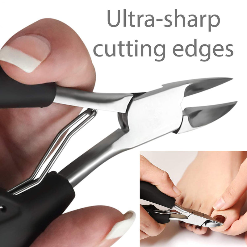 Toe Nail Clipper for Ingrown or Thick Toenails, Toenails Trimmer and Professional Podiatrist Toenail Nipper for Seniors with Surgical Stainless Steel Surper Sharp Blades Lighter Soft Handle Black - NewNest Australia