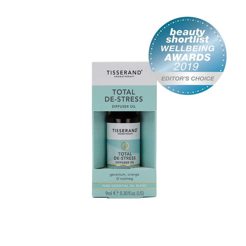 Tisserand Aromatherapy - Total De-Stress - Aromatherapy Diffuser Oil - with Geranium, Nutmeg and Orange - 100% Natural Pure Essential Oils - 9ml - NewNest Australia