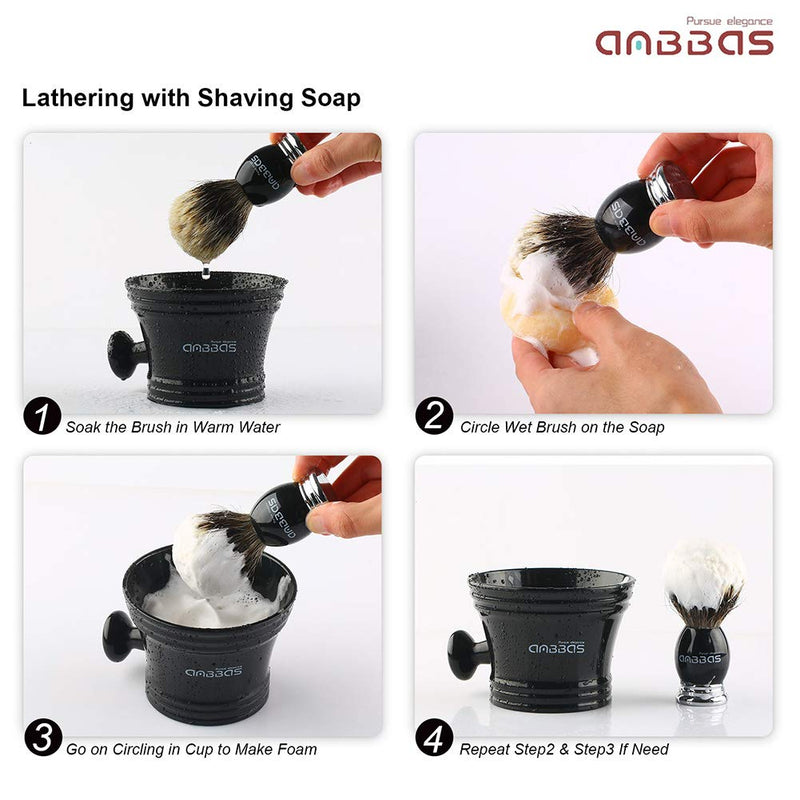 Anbbas shaving brush luxury men's gift shaving brush made of badger hair silver tip shaving brush made of real hair badger bristles black - NewNest Australia