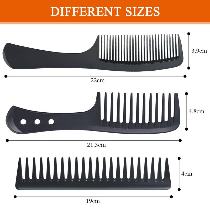 URAQT Hairdressing Combs Set, 3 Pack Wide Tooth Combs, Heat Resistant Anti-static Carbon Hair Brush Hair Comb for Long, Wet or Curly Hair Detangling Wide Tooth Comb Set - NewNest Australia
