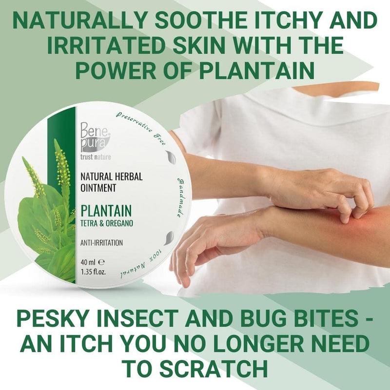 BenePura Plantain Ointment for Eczema Itch Relief Cream - Eczema Cream for Adults - Natural Anti Itch Cream for Humans - Heat Rash Cream for Adults - Itchy Skin Cream, Dermatitis Cream - 40 ml - NewNest Australia