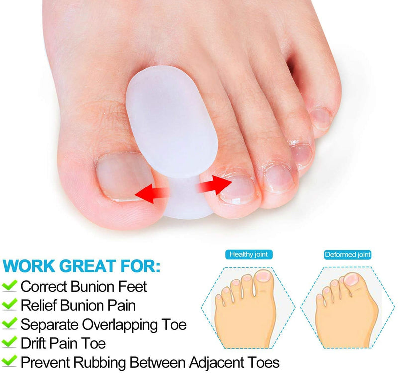 PrettSole 2 Pairs Toe Separators(1/2' Thick), Silicone Toe Spacer, Bunion Relief Pads to Temporarily Correct Big Toe & Relieve Bunion Pain, Overlapping Toe(Big & 2nd Toes) - NewNest Australia