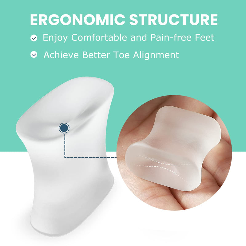 Welnove Gel Toe Separators and Bunion Toe Spacers - 12 Pack Toe Spacers with Aloe Vera Extract Infused - Silicone Bunion Corrector for Curled Toes and Overlapping Toes, Calluse Clear(Aloe Vera) - NewNest Australia