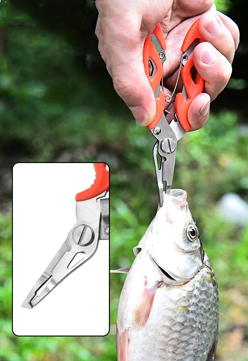 tzoxal Fishing Pliers Stainless Steel Fish Hook Remover, Saltwater Resistant Fishing Braid Scissors Braided Line Cutter, Split Ring Opener Fishing Tools 5in-3pcs - NewNest Australia